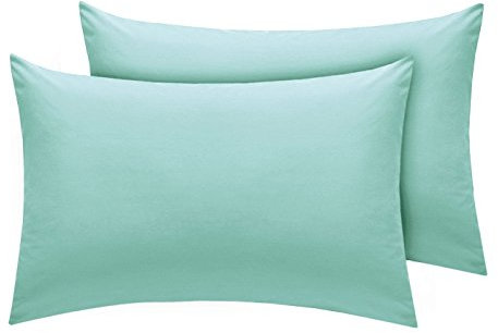 AmigoZone New 2 x Pillow Cases Housewife Plain Cover Polycotton Bedroom Luxury Pair Pack (Mint Green)