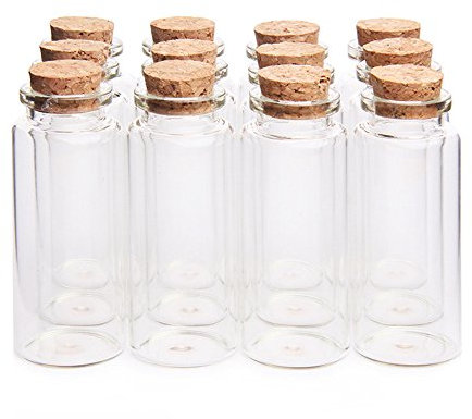 Danmu 30ml 1.18 x 2.75 Potion Bottles,Mini Glass Bottles,Small Glass Jars for Wedding Favors,Halloween Decorations,Baby Shower,Party Favors(12Pcs)