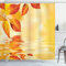 ABAKUHAUS Orange Duschvorhang, Sun View Leaves, Stoffliches Gewebe Badezimmerdekorationsset mit Haken, 175 x 240 cm, Orange Gelb