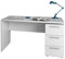 Dmora - Bureau Dallas, Bureau moderne, Table d'étude avec commode avec 2 tiroirs et 1 porte, 138x60h74 cm, Blanc