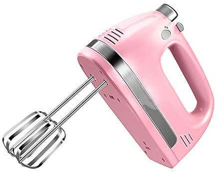 LTLCLZ Electric Hand Mixer 5 Speed Handheld Whisk with Turbo,350W 90 Seconds To Complete Stainless Steel Egg Whisk for Kitchen,Include Beaters And Dough Hooks,Pink