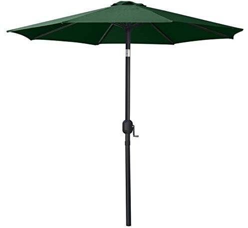 MasterCanopy 270 cm Sonnenschirm neigungsverstellbar, mit 8 Rippen und Kurbel, für Patio, Garten, Terrasse, Markt, Dunkelgrün