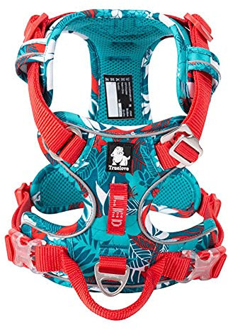 Hundegeschirr No Pull Verstellbare reflektierende Sicherheitsweste mit Griff für kleine mittelgroße große Hunde TLH5653 (S, Camouflage blau)