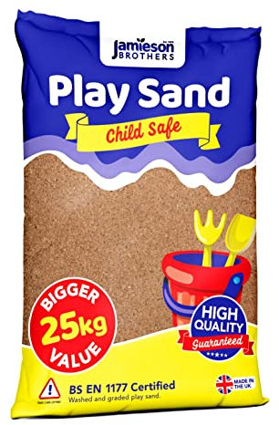 Jamieson Brothers Kids Indoor/Outdoor Play Pit Sand - 25kg Extra Large Bag - Washed, Safe and Non-Toxic Sand for Children - Just Pour and Play - Clean Non-Staining
