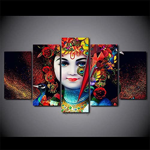 MPPSU Hindu-Gott-Kunst-Herr-Shiva-Shakti-Malerei Wanddekoration Wohnzimmer Leinwandbild Jugendzimmer Poster Set Modern 5 Teiliges Wandbild Bedroom Decor XXL Bilder Mit Rahmen 150 * 80cm