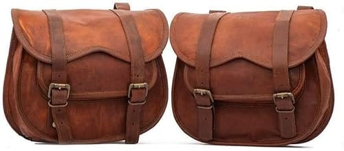 american blue Motorrad-Satteltaschen, Fahrrad-Seitentasche, Fahrrad-Werkzeugtasche | Satteltaschen | Motorradtaschen | Fahrradsatteltasche | Ledertasche (2 Taschen) (Braun)