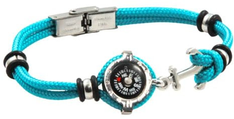 bracciale bussola ancora e cordino nautico uomo (turchese)