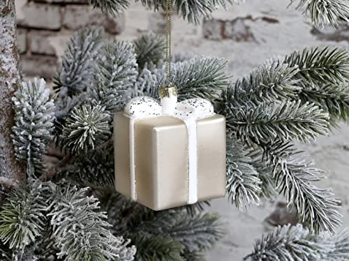 Chic Antique Weihnachtskugel Kugeln, Tropfen, Zapfen, Anhänger,Antik Glaskugel m.Muster Vintage Christbaumkugel Weihnachten X-Mas versch. Größen und Formen Skan Design (51928-18 H8x6 Geschenk Latte)