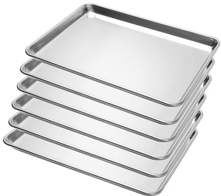 BIEAMA 6 Pack Half Size Baking Sheet Pan, Aluminum Commercial Pan 18 x 13