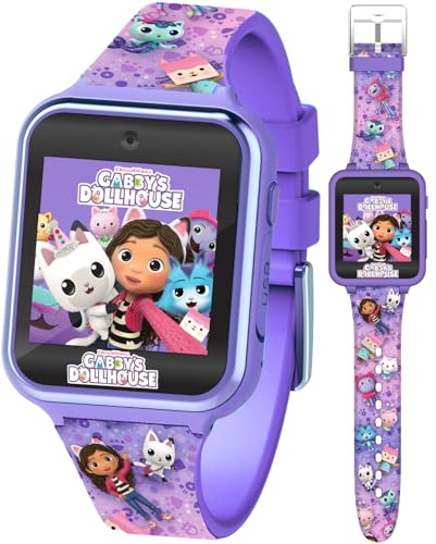 Accutime GAB4007 Kinder Smartwatch Gabby's Dollhouse, Kinderuhr mit Selfie Kamera, Foto & Video, Stoppuhr, 6 Spiele, 3 Hintergründe, 10 Zifferblätter, Diktiergerät, Fitness Tracker Uhr, Wecker, Lila