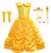 Disnnie Belle Kostüm Mädchen - Prinzessin Belle Kleid Drop Shoulder Kostüm Verkleiden Halloween Weihnachten Geburtstag Party Cosplay Kostüme Zubehör für Kinder