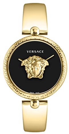 Versace Palazzo Empire Collection Montre de luxe pour femme avec bracelet doré et boîtier avec cadran noir, doré, OS, Versace | Palazzo Empire