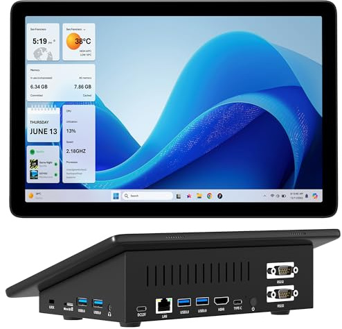 HIGOLEPC Mini PC,10.1 Inch Touchscreen Mini Computer Mini Desk PC with Battery,Celeron J4125 8GB RAM/128GB ROM,Dual R232 HDMI,BT 5.2,WiFi 5,Type-C,Support Auto-Boot