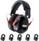 Dr.meter Cascos Antiruido, Cascos Insonorizados SNR 31dB Banda Ajustable para la Cabeza Plegables Defensores para Campo de Disparo Caza Negro+Rojo