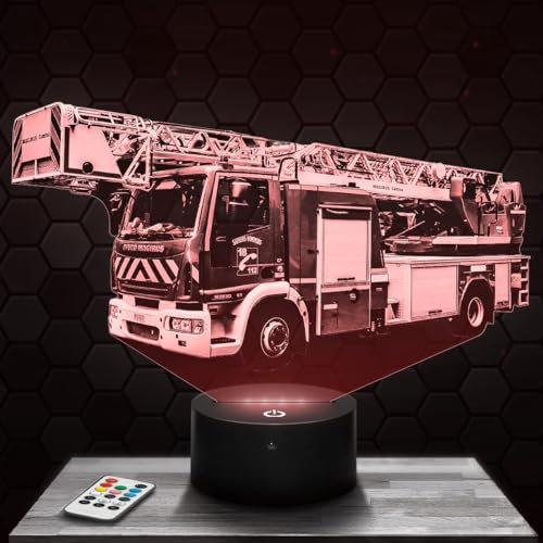 Nachttischlampe Französischer Feuerwehrwagen Feuerwehrmann, Geschenkidee Schreibtischlampe Wohnzimmer Idee Weihnachten für Französischer Feuerwehrwagen Feuerwehrmann-Fans. TOP