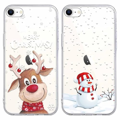 Yoedge 2 × Weihnachten Handyhülle für iPhone 8/7/SE 2022/SE 2020 Hülle 4,7, Transparent Weihnachts Schutzhülle mit Muster Aesthetic, TPU Silikon Christmas Case Cover für iPhone SE 3, Weihnachtsbaum