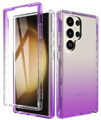 ESTH® Trasparente Cover per Samsung Galaxy S24 Ultra Custodia in silicone a Antiurto 360° con Protezione per lo Schermo Integrata, Caso Protettivo Antineve e Antipolvere, Viola