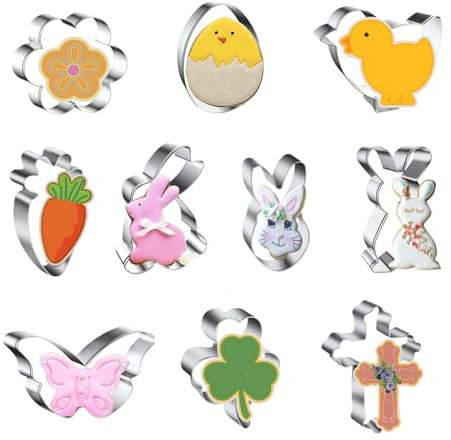 Hanwin Ausstechformen Ostern 10 Stück, Osterausstechformen, Ausstecher Ostern, Edelstahl Ausstecher Ostern, Keksausstecher Ostern für Kekse, Bonbons, Kuchen, Mousse, Gelee