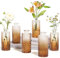 ComSaf Glass Bud Vases Set of 6, Small Diamond Bud Vases in Bulk, Mini Flowers Vases for Centerpieces, Vintage Decor Centerpiece for Table, Wedding Recepetion, Home, Housewarming Gift (Amber)