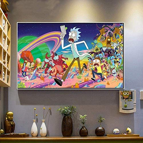 IGHSNZUH Rick and Morty Jigsaw Puzzles, 1000 Pieces of Anime Tv Cartoon Adult Paper Jigsaw Puzzles, Children Adult Children Birthday Gift Game 70 * 50Cm