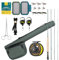 SF Fliegenruten-Kombi-Starter-Set, 4-teilig, 3WT,7.6FT, Smaragdgrün, 24 Zähne, Karbonfaser, Forellen-Fliegenrute mit Rolle, Rutenetui, Fliegenbox mit Fliegen, konisches Vorfach, Knotenbindewerkzeuge
