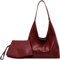 WHAPELQ 2-in-1-Tragetasche für Damen, mit Tasche, Geldbörse, Leder, Hobo-Umhängetasche, große Kapazität, Crossbody-Tasche, Damen-Handtasche mit verstellbarem Riemen für Shopping, Arbeit, rot, 13.39 x