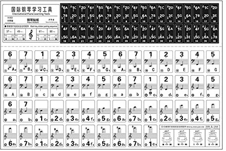 Farbige Klavieraufkleber für 54/61/88 für Tasten-Tastaturen, Noten-Label für Anfänger, transparente und abnehmbare Klaviertastatur-Aufkleber für Anfänger, 88/61/54 Tasten