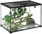 PawHut Boîte à Reptiles boîte d'élevage de Reptiles Habitat de Terrarium Transparent Couvercle Coulissant Treillis métallique Distributeur d'eau thermomètre Inclus Verre métal 50x30x35 cm Transparent
