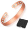Herdear Kupfer Magnetarmband mit Schwarzer Leder Geschenkbox Verstellbares Kupfer Armband mit 8 Magneten für Männer Frauen
