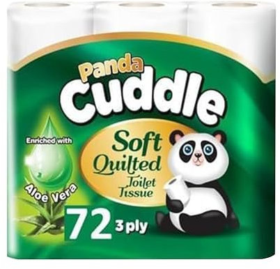 Panda Cuddle Toilet Roll 3-Ply Soft Ultimate Quilts Toilet Paper - Scented Toilet Rolls - Premium Bathroom Scented Toilet Loo Tissue Paper for Luxurious Comfort and Hygiene (Cuddle Aloe Vera, 9 Rolls)
