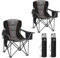 LET'S CAMP Folding Camping Chair Oversized Heavy Duty Padded Outdoor Chair with Cup Holder Storage and Cooler Bag, 450 LBS Weight Capacity, Thicken 600D Oxford Stoff, Set of 2