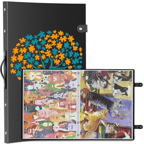 Nariolar Puzzle Aufbewahrungsordner für 1000 Teile – 24 HD-Taschen, Platz für 48 Puzzles, tragbar – Ideal zur sicheren Aufbewahrung und Organisation Ihrer Puzzles,as Ideale Puzzle-Zubehör