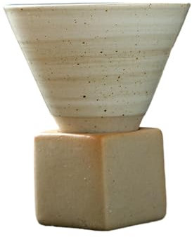 Taza de té creativa de cerámica gruesa de estilo japonés, taza cónica vintage de cerámica, taza grande de embudo de 200 ml, color blanco