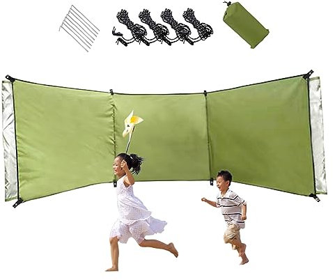 Wind Breaker Beach Garden Windbreak for Camping 98.43x27.56 In Caravan Sun Screen Shelter Tall Wind Break with Gound Pegs, Rope and Storage Bag No Poles Beach Windbreaker
