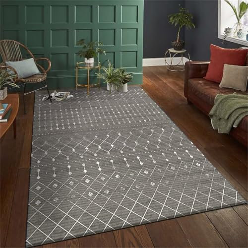 RUGMRZ Tapeto Moderni Semplice Tavolino Da Letto Geometrico Grigio Tappeto Salotto Lavabile In Lavatrice 11 Tapetto Cucina Antiscivolo Tappeti Per Soggiorno 120X160CM
