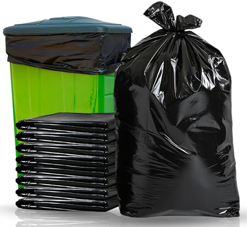 Trimming Shop Schwarze Müllbeutel 90L Kapazität - Müllsäcke Heavy Duty Schwarz Müllsäcke für Außen und Garten Mülleimer - Starke Müllsäcke für Müll 60cm breit x 90cm lang (50)