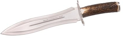 LO TRINCO YO Muela Cuchillo PODENQUERO-A hoja de acero MoVa de 26 cm y empuñadura de asta de ciervo para Caza, Pesca, Supervivencia y Bushcraft