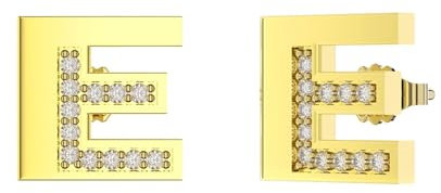 Ohrring Stecker, Ohrringe Gold Blumen S925 Sterling Silber Buchstabe E mit Zirkonia für Damen Muttertag Schmuck