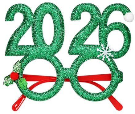 Happy New Year Brillen 2026 Glitzerrahmen Weihnachten Party Brille Abschluss für Party Dekorationen Happy New Year Brille