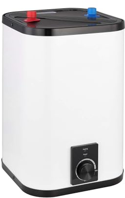 SIGO - Chauffe-eau instantané 230 V, chauffe-eau électronique compact, bureau, atelier, maison de vacances, magasin, locaux de services - Raccordement supérieur, 15 l, 2000 W - NAPOLI blanc
