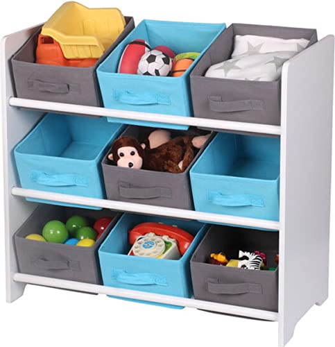 JUDY WILD Happy Schrank MIT 9 VLIESKÖRBEN IN BLAU UND GRAU 63X30XH59,5CM