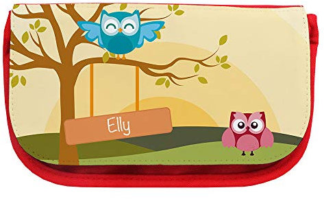 Kosmetiktasche mit Namen Elly und Eulen-Motiv | Schminktasche | Viele Vornamen zur Auswahl