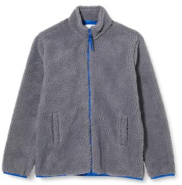 Amazon Essentials Giacca con Cerniera Integrale Foderata in Pile Sherpa Bambini e Ragazzi, Grigio Scuro, 11-12 Anni