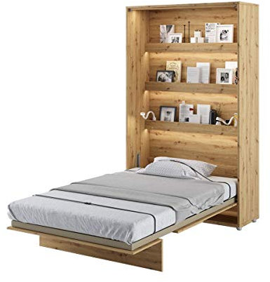 Schrankbett Bed Concept, Wandklappbett mit Lattenrost, V-Bett, Wandbett Bettschrank Schrank mit integriertem Klappbett Funktionsbett (BC-02, 120 x 200 cm, Artisane Eiche, Vertical)