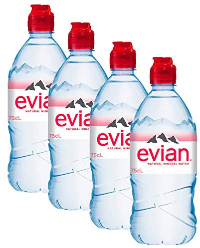Lot de 4 bouteilles d'eau minérales naturelles avec bouchon 75 cl
