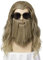 TANTAKO Lange Blonde Braun Synthetic Perücke Herren und Schnurrbart für Halloween Karneval Cosplay