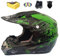 Motorradhelm,Motocross Helm,Helm Kinder,Helmets Kinder-Cross-Helm, Road Helm mit Handschuhe Maske Brille, ATV Helm,MTB green,57-58cm