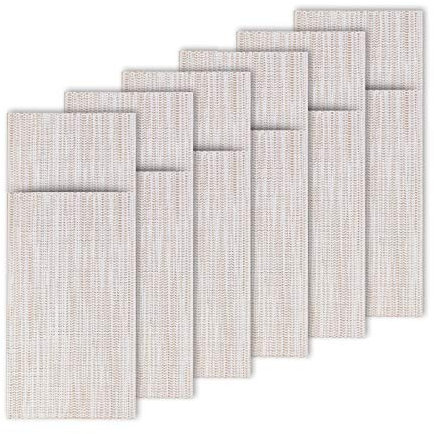 Westmark 6 Servietten-/Bestecktaschen, 24 x 9 cm, Synthetik, Saleen-Edition: Linen, Beige/Weiß, 01210004250