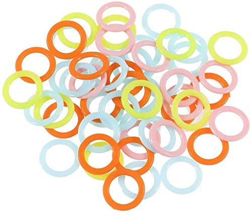rongweiwang 100 Stück Runde Multicolor Kunststoff Stricken Häkeln Locking Maschenmarkierer Ringe Markierungsringe Nadel Clips