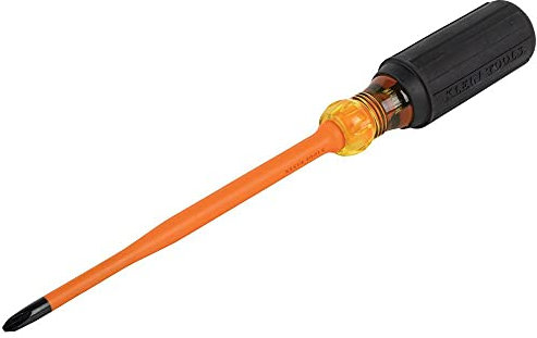 Klein Tools 6936INS Insulated Screwdriver, Made in USA, Screwdriver with 1000V Slim Profile Tip, #2 Phillips with 6-Inch Shank, Cushion-Grip Handle